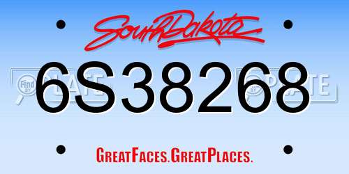 6S38268 South Dakota License Plate