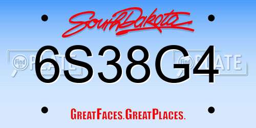 6S38G4 South Dakota License Plate
