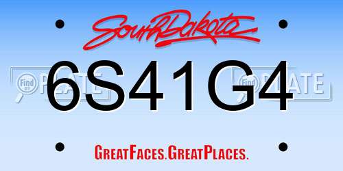 6S41G4 South Dakota License Plate