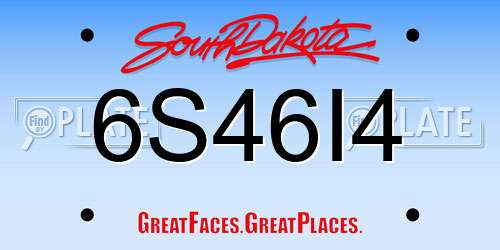 6S46I4 South Dakota License Plate