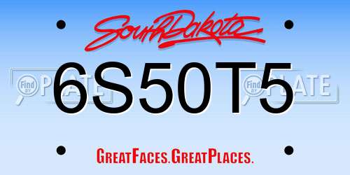 6S50T5 South Dakota License Plate