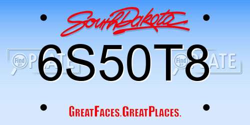 6S50T8 South Dakota License Plate