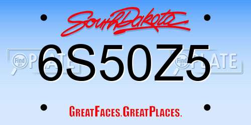 6S50Z5 South Dakota License Plate