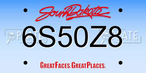 6S50Z8 South Dakota License Plate