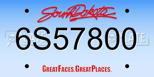 6S57800 South Dakota License Plate