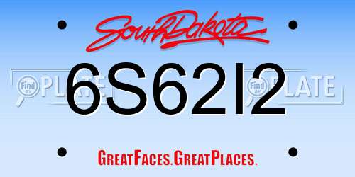 6S62I2 South Dakota License Plate