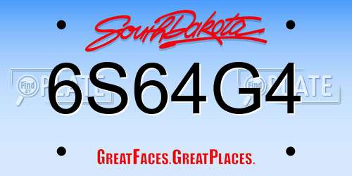 6S64G4 South Dakota License Plate