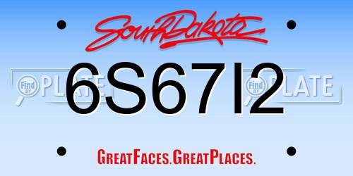 6S67I2 South Dakota License Plate
