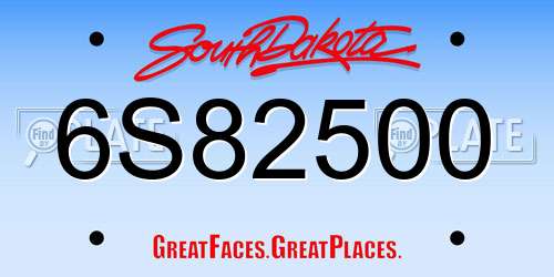 6S82500 South Dakota License Plate