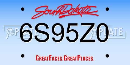 6S95Z0 South Dakota License Plate