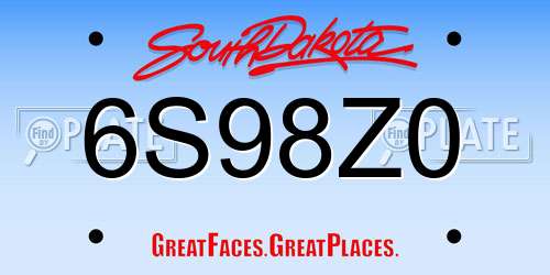 6S98Z0 South Dakota License Plate