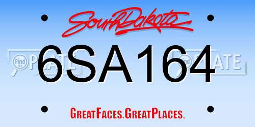 6SA164 South Dakota License Plate
