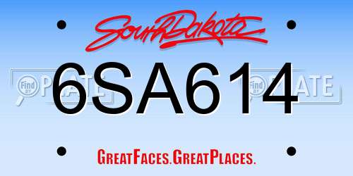 6SA614 South Dakota License Plate