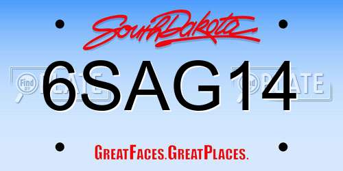 6SAG14 South Dakota License Plate