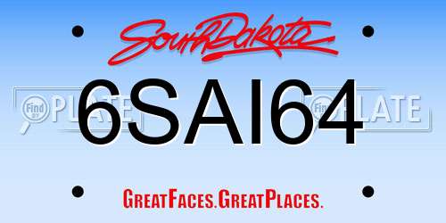 6SAI64 South Dakota License Plate