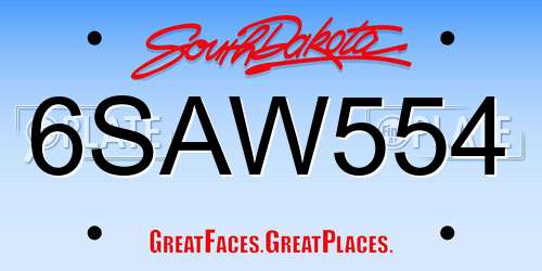 6SAW554 South Dakota License Plate