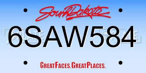 6SAW584 South Dakota License Plate