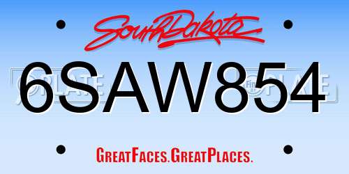 6SAW854 South Dakota License Plate