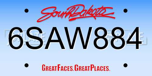 6SAW884 South Dakota License Plate