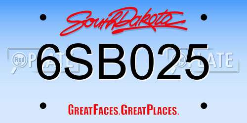 6SB025 South Dakota License Plate