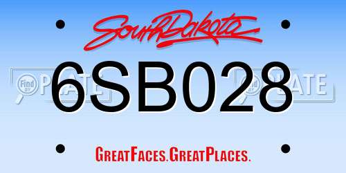 6SB028 South Dakota License Plate