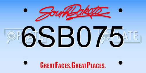 6SB075 South Dakota License Plate