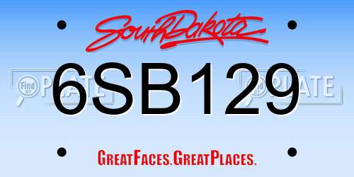 6SB129 South Dakota License Plate