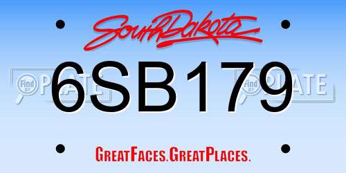 6SB179 South Dakota License Plate