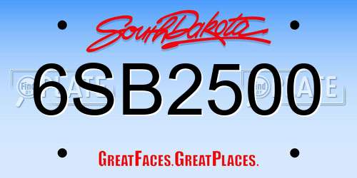 6SB2500 South Dakota License Plate
