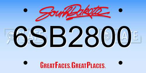 6SB2800 South Dakota License Plate