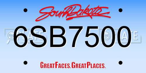 6SB7500 South Dakota License Plate