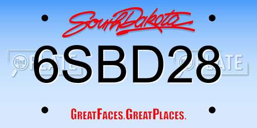 6SBD28 South Dakota License Plate