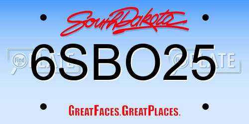 6SBO25 South Dakota License Plate
