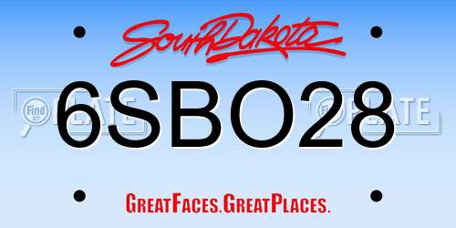 6SBO28 South Dakota License Plate
