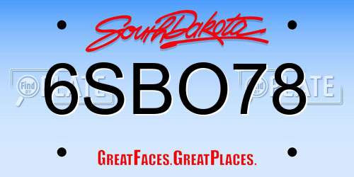 6SBO78 South Dakota License Plate