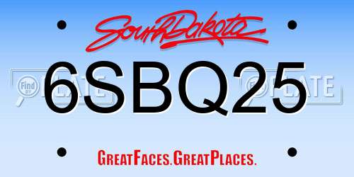6SBQ25 South Dakota License Plate