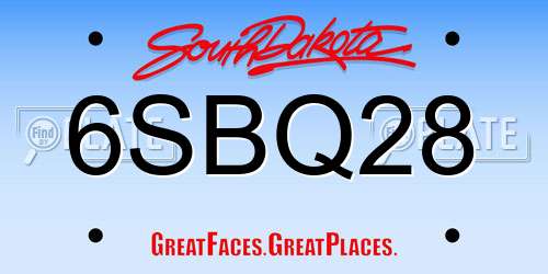 6SBQ28 South Dakota License Plate