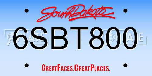 6SBT800 South Dakota License Plate