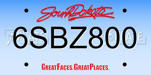 6SBZ800 South Dakota License Plate