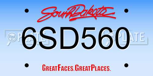 6SD560 South Dakota License Plate