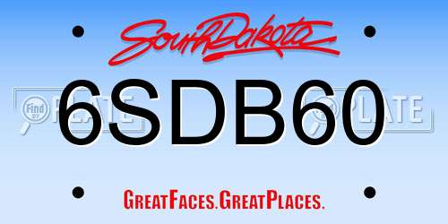 6SDB60 South Dakota License Plate