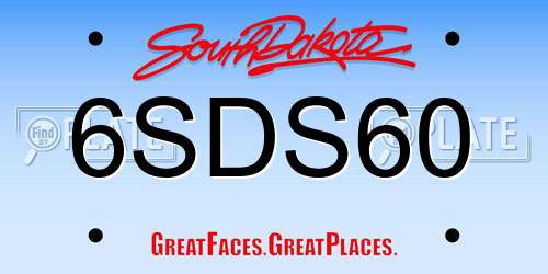 6SDS60 South Dakota License Plate