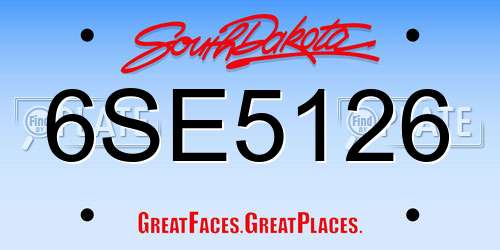6SE5126 South Dakota License Plate