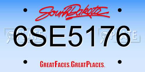 6SE5176 South Dakota License Plate
