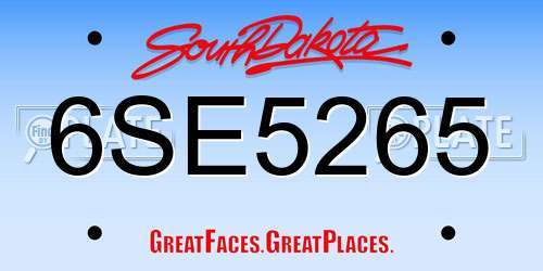 6SE5265 South Dakota License Plate