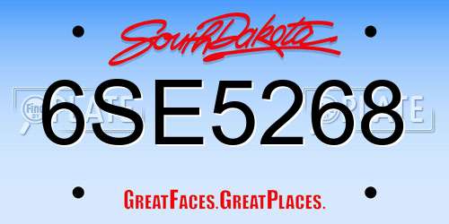 6SE5268 South Dakota License Plate