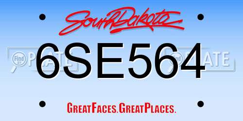 6SE564 South Dakota License Plate