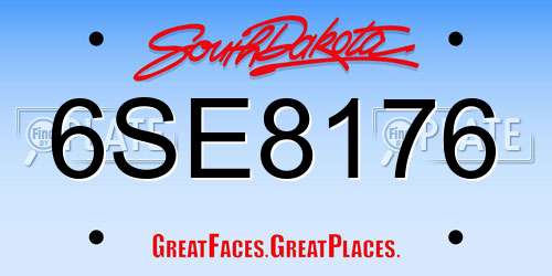 6SE8176 South Dakota License Plate