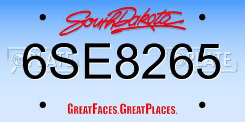 6SE8265 South Dakota License Plate