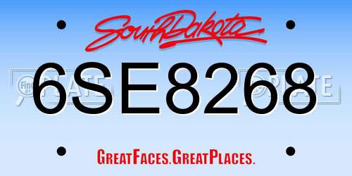 6SE8268 South Dakota License Plate